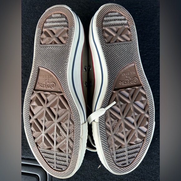 Converse Olive Green Low-Top Sneakers with White and Red Accents - Picture 6 of 6